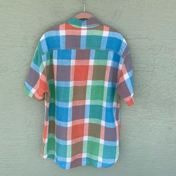 Tommy Bahama Relax SZ L Short Sleeve Pastel Plaid 100% Linen Shirt - Picture 2 of 11
